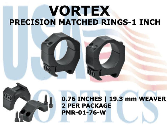 VORTEX, PMR-01-76-W, PRECISION MATCHED RINGS 1 INCH WEAVER 0.76 INCHES