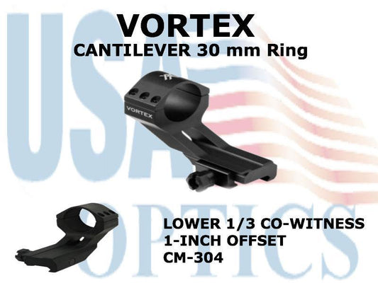 VORTEX, CM-304, CANTILEVER RING 30mm 1" OFFSET Lower 1/3 CO-WITNESS