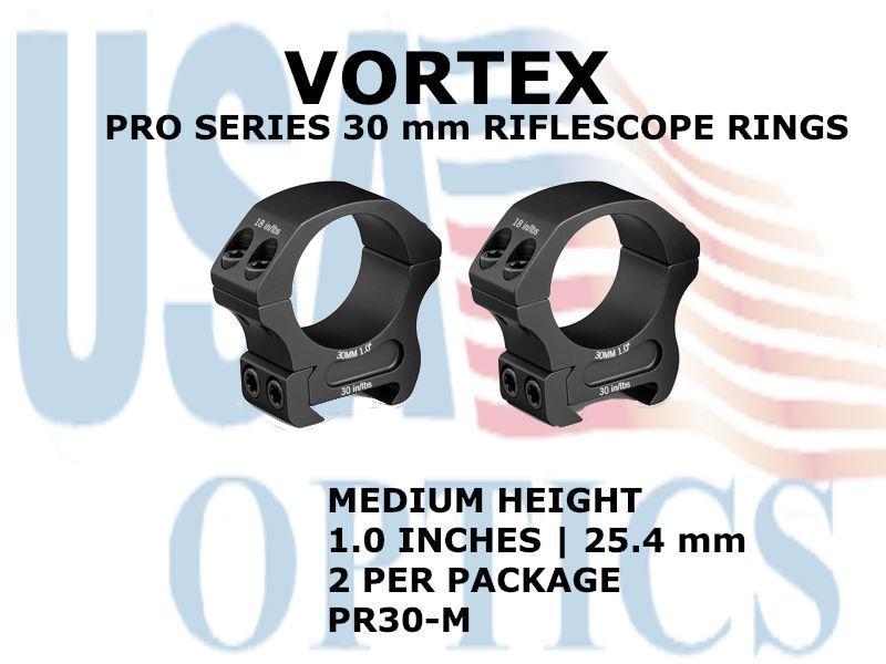 VORTEX, PR30-M, PRO SERIES 30mm RIFLESCOPE RINGS -MEDIUM 1.0 INCHES