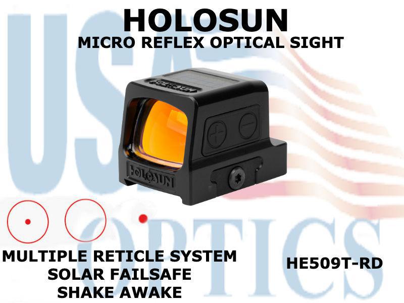 HOLOSUN, HE509T-RD, MICRO ENCLOSED REFLEX OPTICAL SIGHT - RED - BATTERY/SOLAR