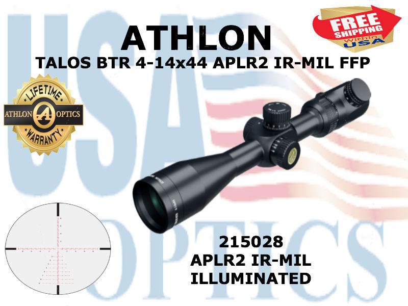 ATHLON, 215028, TALOS BTR 4-14x44 Direct Dial Side Focus 30mm Tube FFP, APLR2 FFP IR-MIL