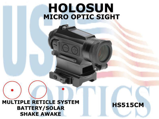 HOLOSUN, HS515CM, MICRO OPTIC SIGHT - RED - BATTERY/SOLAR