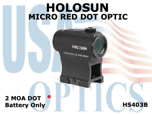 HOLOSUN, HE403B, MICRO DOT OPTIC - RED - BATTERY ONLY