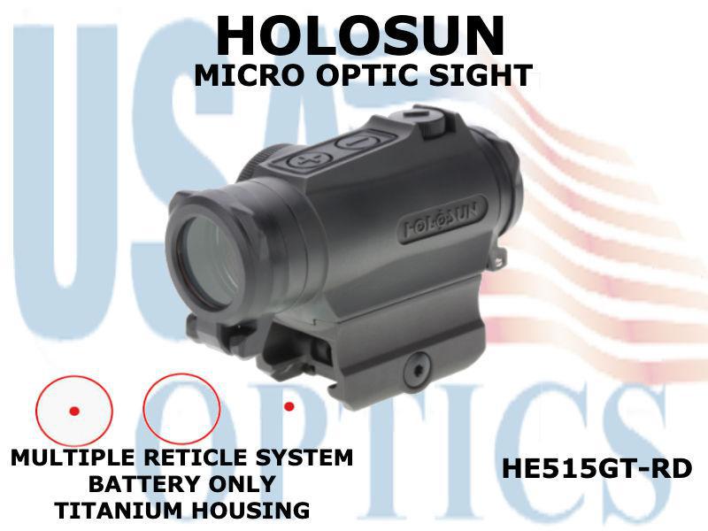 HOLOSUN, HE515GT-RD, MICRO OPTIC SIGHT - RED- BATTERY ONLY - TITANIUM
