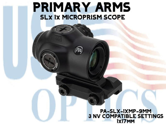 PRIMARY ARMS, PA-SLX-1XMP-9MM, SLx 1X MICROPRISM with RED ILLUMINATED ACSS GEMINI 9mm RETICLE