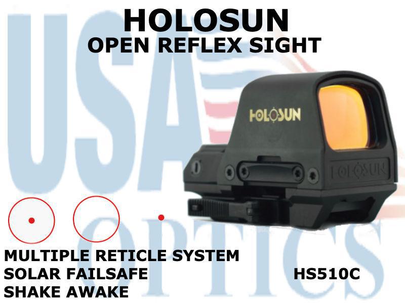 HOLOSUN, HS510C, OPEN REFLEX SIGHT - RED - BATTERY/SOLAR