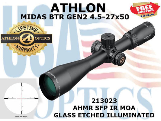 ATHLON, 213023, MIDAS BTR Gen2 4.5-27x50 AHMR SFP IR MOA