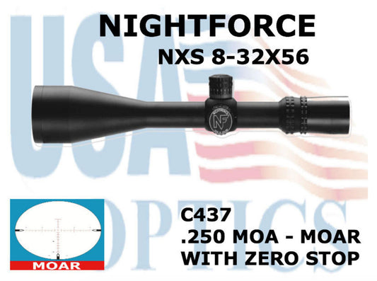 NIGHTFORCE, C437, NXS - 8-32x56mm - ZeroStop - .250 MOA - Illuminated - MOAR