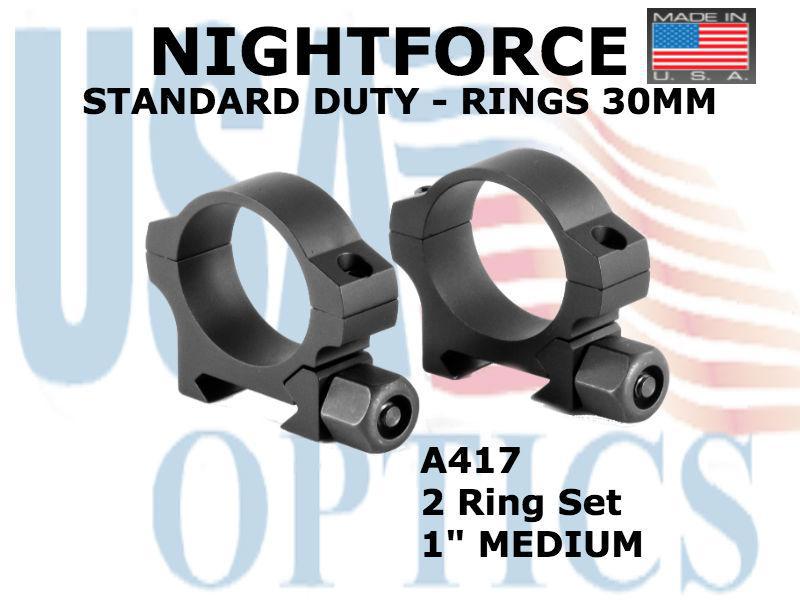 NIGHTFORCE, A417, STND - Ring Set - Standard Duty - 30mm - 1" Med