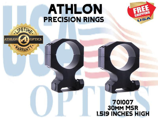 ATHLON, 701007, PRECISION RINGS 34mm MSR 1.519 INCHES HIGH