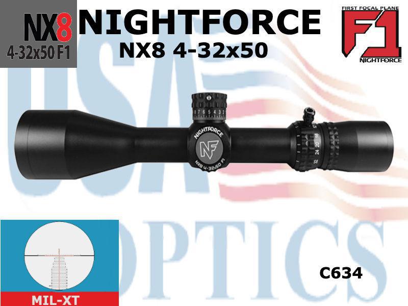 NIGHTFORCE, C634, NX8 4-32x50 COMPACT MIL-XT F1