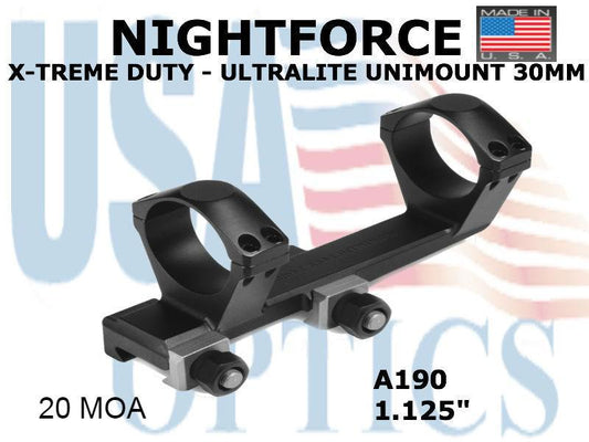 NIGHTFORCE, A190, XTRM DUTY Unimount 1.125" - 20 MOA - 30mm
