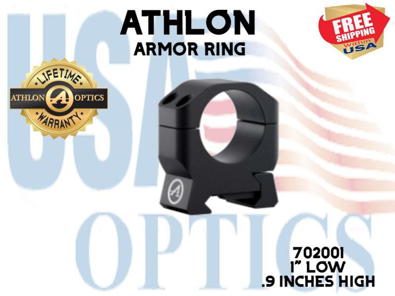 ATHLON, 702001, ARMOR 1" LOW HEIGHT (0.9") SCOPE RINGS - 1 PAIR