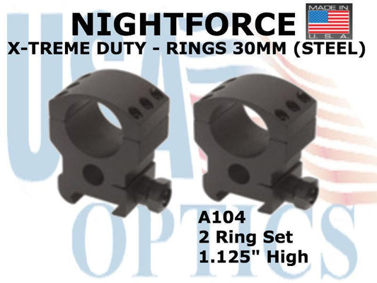 NIGHTFORCE, A104, XTRM DUTY Ring Set - 1.125" High - 30mm - Steel