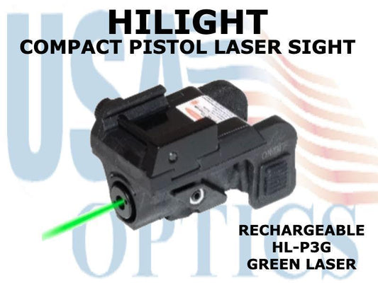 HILIGHT, HL-P3G, LOW PROFILE RECHARGEABLE GREEN LASER SIGHT