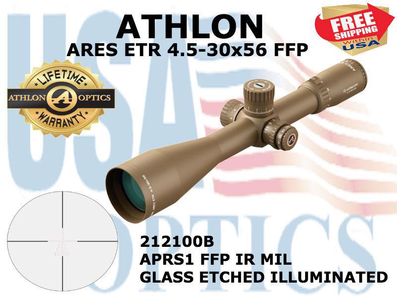 ATHLON, 212100B, ARES ETR 4.5-30x56, 34mm, APRS1 FFP IR MIL Reticle (Brown)