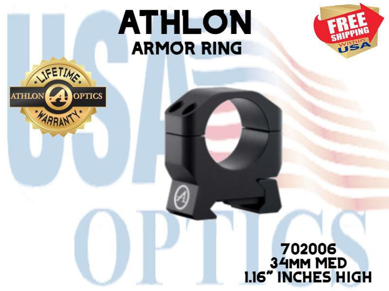 ATHLON, 702006, ARMOR 34mm MED HEIGHT (1.16") SCOPE RING