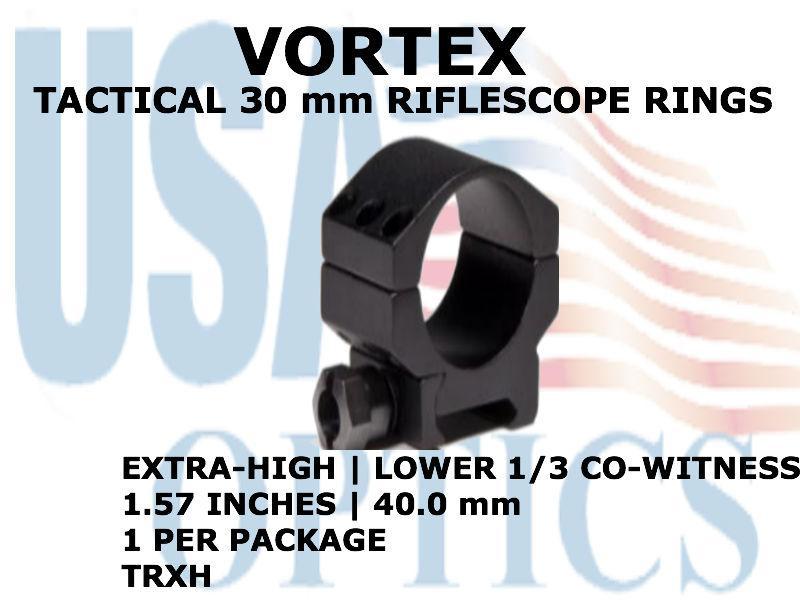 VORTEX, TRXH, TACTICAL RIFLESCOPE RING (1) - 30mm EXTRA HIGH LOWER 1/3 CO-WITNESS - 1.57 Inches - 40.0 mm