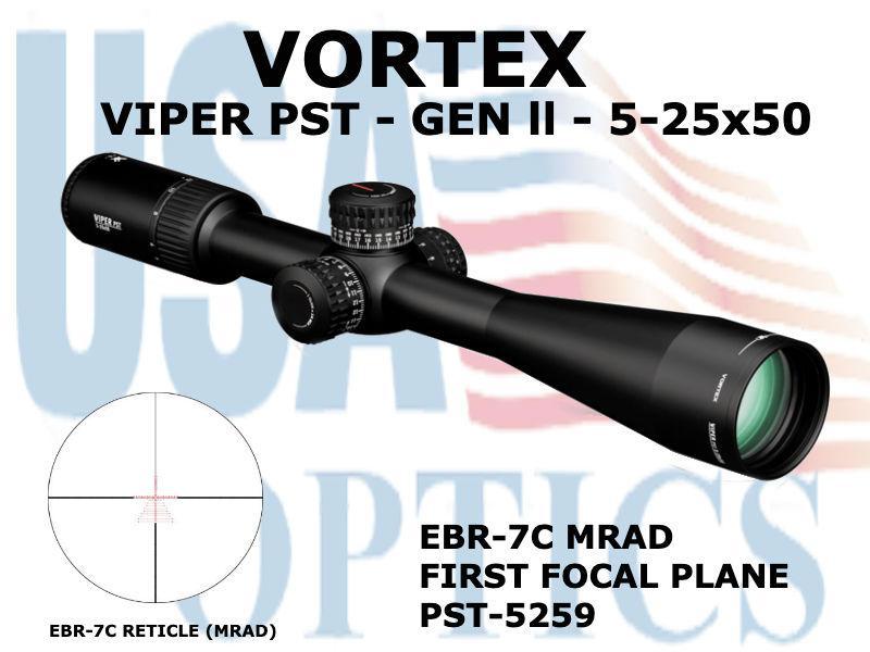 VORTEX, PST-5259, VIPER PST GEN II 5-25x50 FFP EBR-7C MRAD