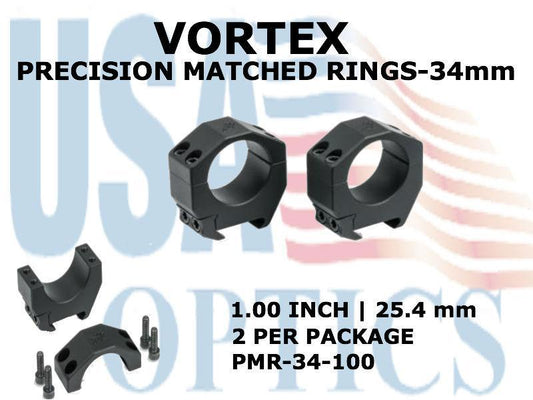 VORTEX, PMR-34-100, PRECISION MATCHED RINGS 34mm - 1.0 INCHES