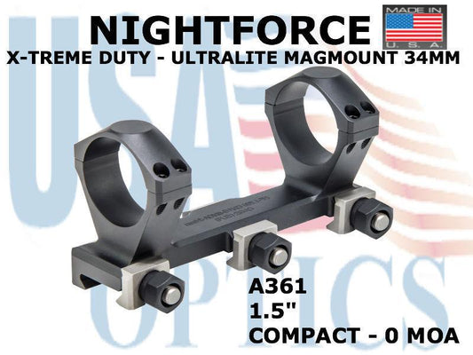 NIGHTFORCE, A361, XTREME DUTY ULTRALITE COMPACT MAGAMOUNT 34mm 1.5" 0 MOA