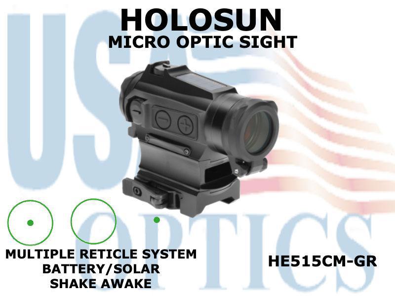 HOLOSUN, HE515CM-GR, MICRO OPTIC SIGHT - GREEN - BATTERY/SOLAR