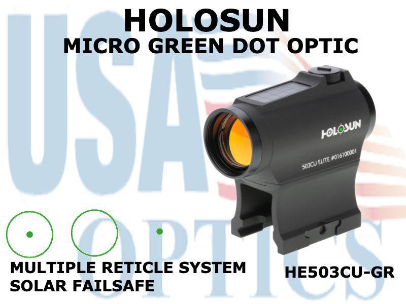 HOLOSUN, HE503CU-GR, MICRO GREEN CIRCLE/DOT OPTIC - BATTERY/SOLAR