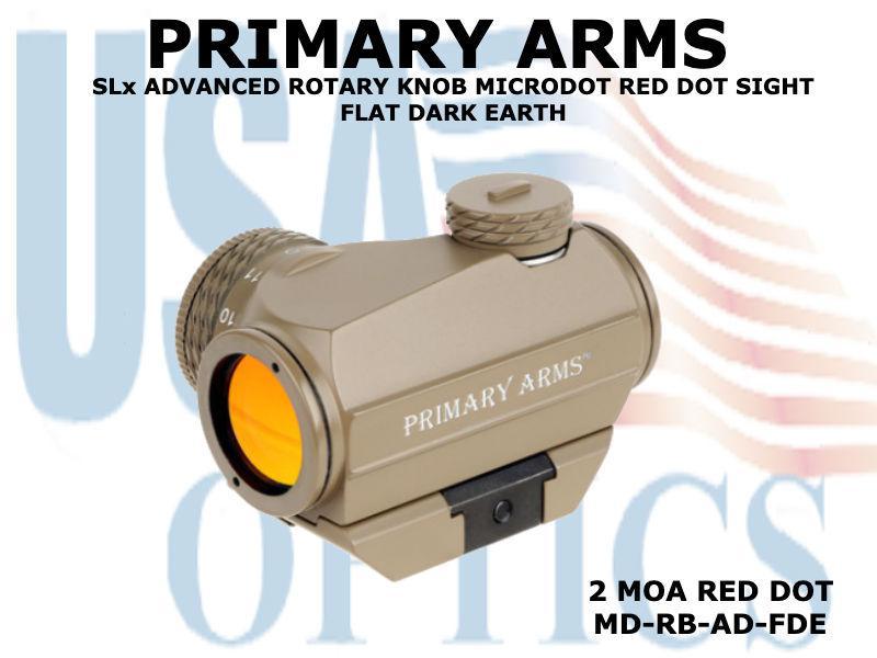 PRIMARY ARMS, MD-RB-AD-FDE, SLx ADVANCED ROTARY KNOB MICRODOT RED DOT SIGHT - FDE