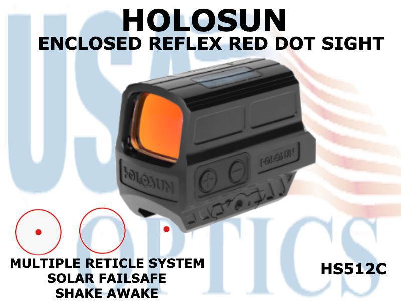 HOLOSUN, HS512C, ENCLOSED REFLEX SIGHT - RED - BATTERY/SOLAR