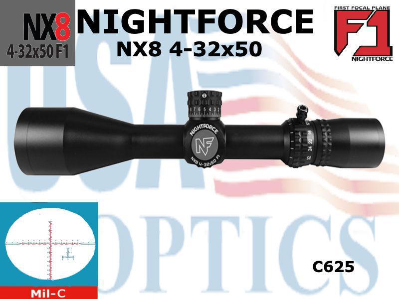 NIGHTFORCE, C625, NX8 4-32x50 MIL-C F1