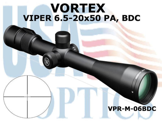 VORTEX, VPR-M-06BDC, VIPER RIFLESCOPE 6.5-20x50 PA, DEADHOLD BDC MOA RETICLE