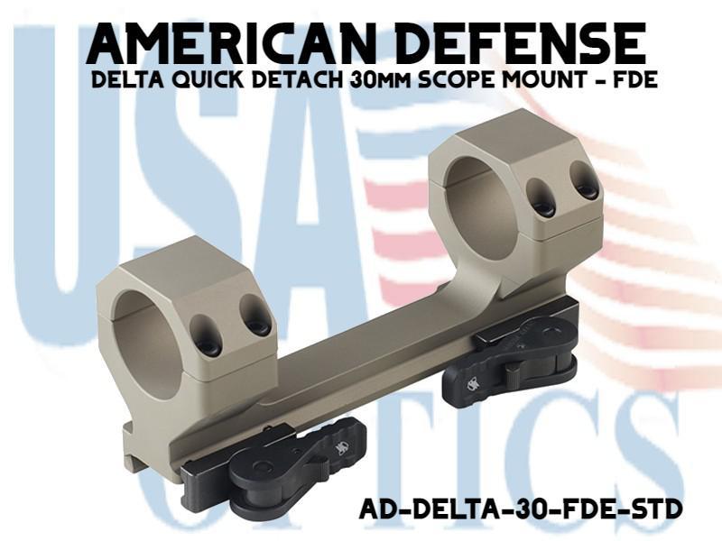 AMERICAN DEFENSE, AD-DELTA-30-FDE-STD, DELTA QUICK DETACH 30mm SCOPE MOUNT - FDE