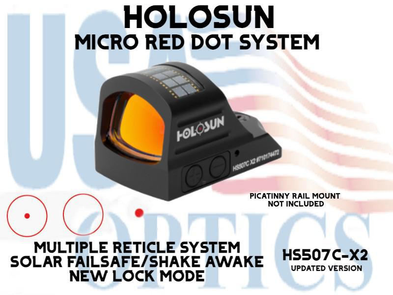 HOLOSUN, HS507C-X2, OPEN REFLEX PISTOL SIGHT - RED - BATTERY/SOLAR